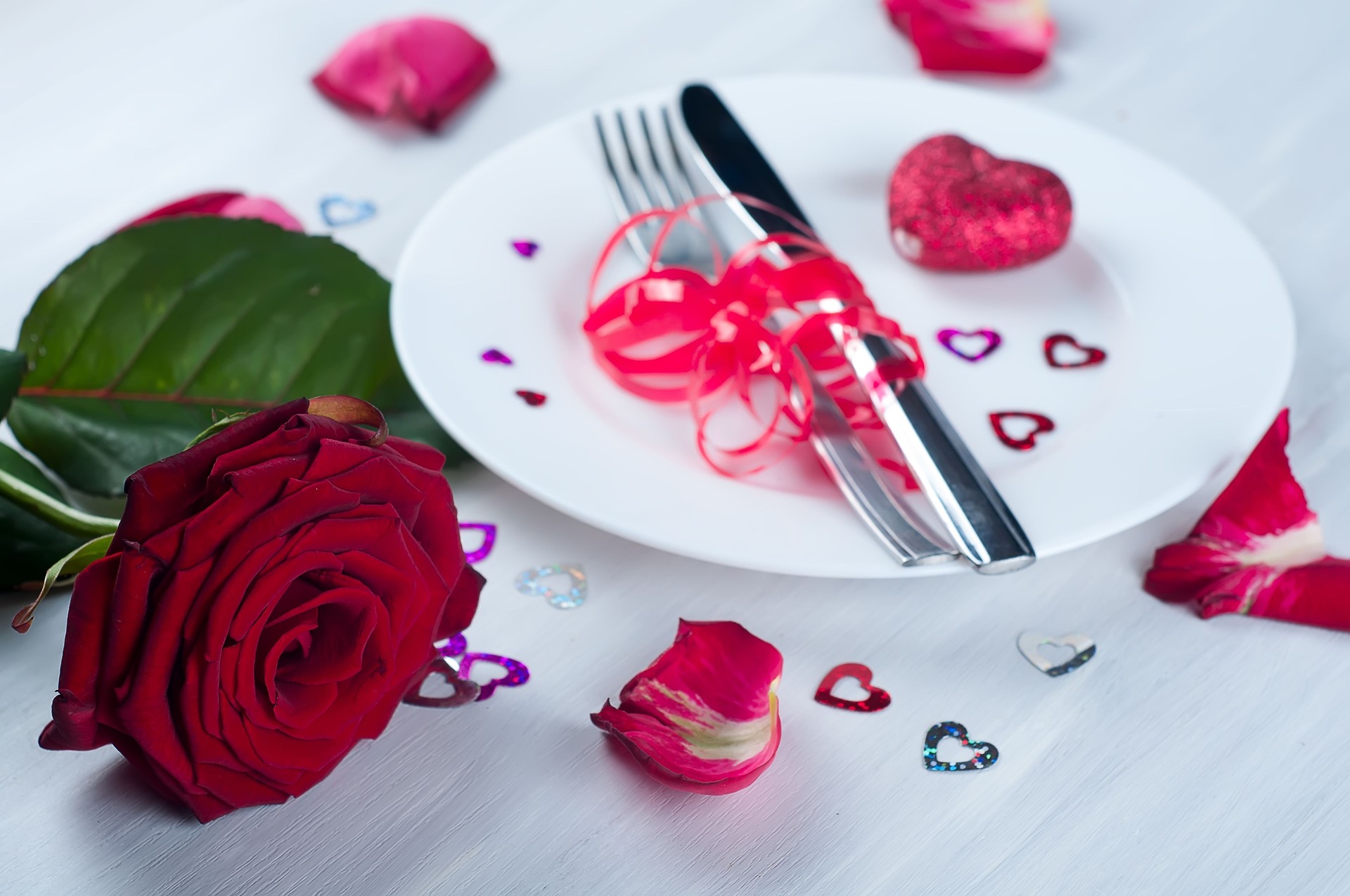 table romantique avec rose